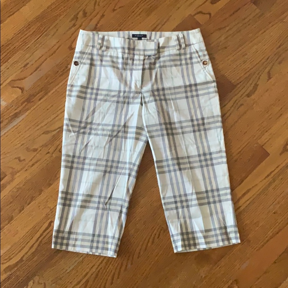 Burberry Cream Plaid Cropped Pants